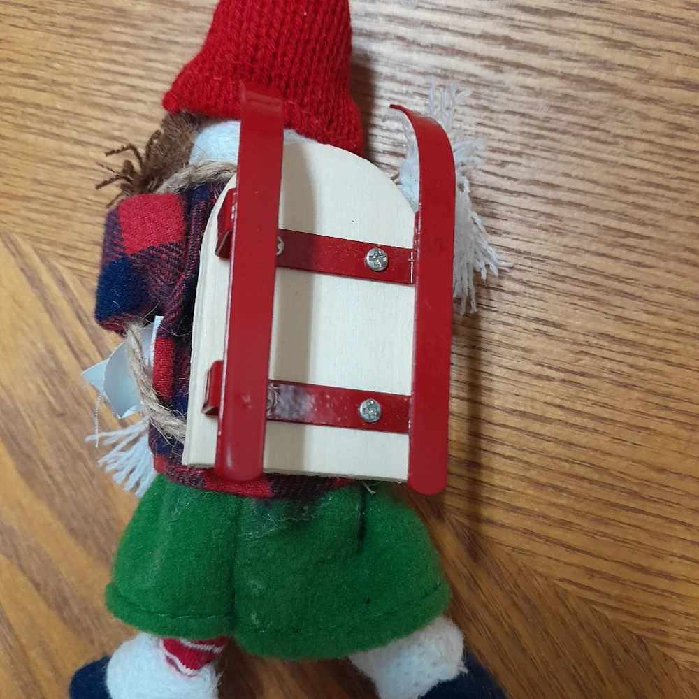 Christmas Wooden Doll Ornament On A Sleigh Size:5